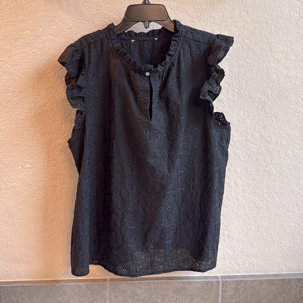 LOFT Flutter Sleeve Eyelet Blouse